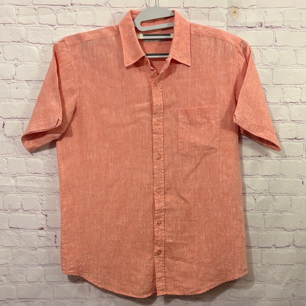 MOJITO Men's Peach Linen Button Down Shirt Sz: L